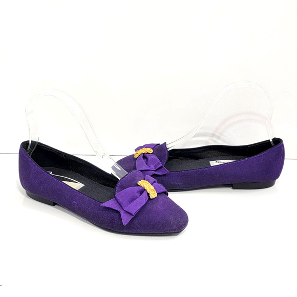 Mootsies Tootsies Shoes - MOOTSIES TOOTSIES Gold Jeweled Bow Purple Skimmer Flats